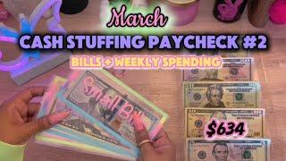 March 2025 | Cash Stuffing  $634 | Paycheck # 2| Weekly Spending + Bills | ​⁠@Budget_Jenesis