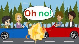 Lisa's Car crashes! | Basic English conversation | Learn English | Like English