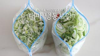 [집순이 요리브이로그] 대파 다듬어 냉동보관하기 / Cutting green onions