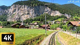 4K Cab Ride - Kleine Scheidegg to Lauterbrunnen Switzerland | Train Driver View | 4K HDR Video