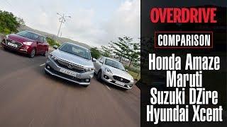 Comparison test: Honda Amaze vs Maruti Suzuki DZire vs Hyundai Xcent | OVERDRIVE