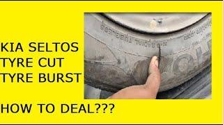 New Kia seltos tyre cut . How to repair tyre burst or tyre cut… pakka jugaad tubeless tyre