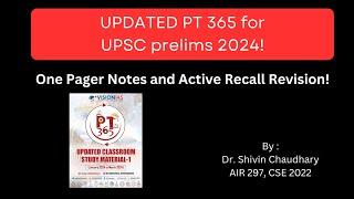 Updated PT 365 (part 1) - with ONE pagers Notes and ACTIVE RECALL!