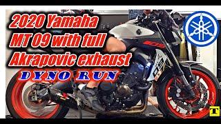 2020 Yamaha MT09 Dyno Test with tune and full Akrapovic exhaust at the Ace Cafe
