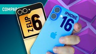 IPHONE 16 vs GALAXY Z FLIP 6: melhor CELULAR COMPACTO é PADRÃO ou DOBRÁVEL? | Comparativo