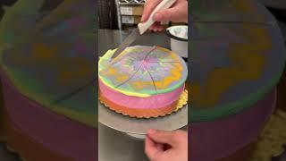 Which tie dye cake is better?!  #cake #cakedecorating