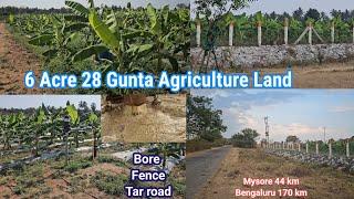 6 Acre 28 Gunta Agriculture land for sale 2 Bore fencing Tar road attach Mysore 44km Bengaluru 170km