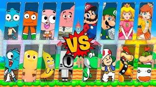 Watterson Family/Penny/Banana Joe/Bobert vs Mario/Luigi/Peach/Daisy/Yoshi/Toad/Bowser/Bowser Jr