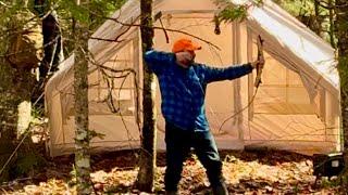 Log Cabin built in the North[EP1]Living Alone in Dangerous ￼wilderness with Wolf,Bear,Moose,Dear