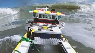 Lego Boat Sinks in Ocean Wave Assault