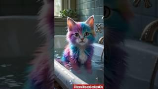 "Rainbow  cat crushing cat Mom ai cat network #cat #kitten #shorts #shortsfeed #short #shortfeed