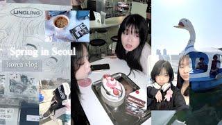 Korea VLOG: Spring in Seoul / Cafe Hopping, Korean Foods, Hangang Picnic, High School Friends.. 