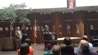 Harrisburg Police Chief Thomas Carter address police award recipients, crowd