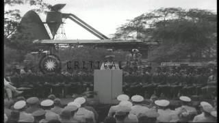 US Navy Fleet Admiral Chester W Nimitz delivers a speech about the Pearl harbor a...HD Stock Footage