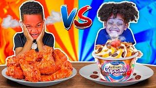 HOT VS COLD FOOD CHALLENGE WITH THE PRINCE FAMILY!!