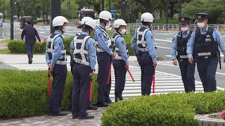 Police line streets on day 2 of Hiroshima G7 Summit