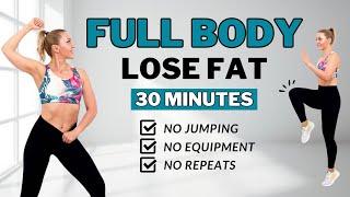 30 Min Full Body Fat Burn HIIT (NO JUMPING)Ab, Core, Arm, Back, Leg, Thigh & CardioALL STANDING