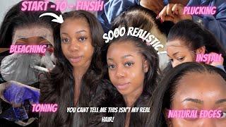 *IN-DEPTH & DETAILED* HYPER REALISTIC CUSTOM WIG HAIRLINE TUTORIAL! BLEACHING, PLUCKING, & INSTALL