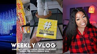 WEEKLY VLOG | christmas lights, cooking dinner, game night, taking tree down, ending 2022