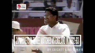 Anil Kumble All 21 Test wickets vs England In India 1992-93