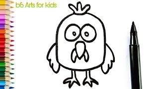 Learn to draw a cartoon rooster easy | b6 Arts for kids