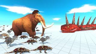 Prehistoric Elephant and Animals VS Snake Evolution Team - Animal Revolt Battle Simulator