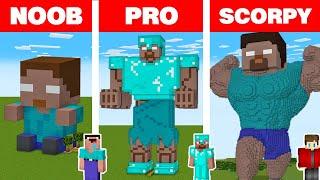 Minecraft NOOB vs PRO vs SCORPY: HEROBRINE STATUE HOUSE BUILD CHALLENGE in Minecraft Animation