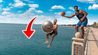 قفزنا بالكور من أعلى ارتفاع على البحر !! || JUMP WITH BALL