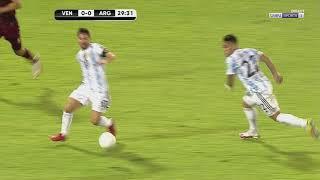 Lionel Messi survives a horrific tacke from Adrian Martinez