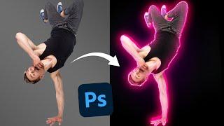 How to Create Glowing Lines on Portrait Image - Photoshop Easy Tutorial Design Master