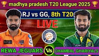 Live Match Chambal Ghariyals vs Rewa Jeguras | CG vs RJ 8th Match | MP T20 2025 Live | live match