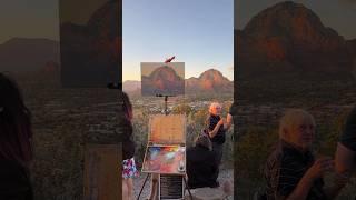 Plein Air Painting Golden Hour Mountains in Sedona #pleinair #art #painting