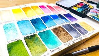 My most used watercolour palette, colours & mixes