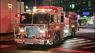 FDNY SQUAD 41 RESPONDING ON 149TH STREET IN THE MOTT HAVEN AREA OF THE BRONX IN NEW YORK CITY.