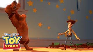 Woody juega al escondite con Buster | Toy Story 2 | Disney Junior Oficial