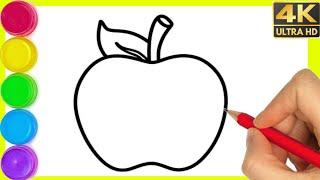 How to draw a Apple || Apple Drawing easy step by step simple drawing || Drawing Apple step by step