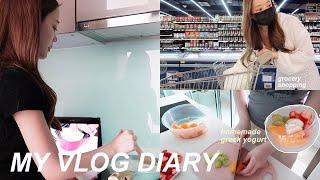 Vlog diary | Living alone ,Homemade Greek Yogurt,Grocery Shopping,ทำความสะอาดห้อง| Beamsareeda