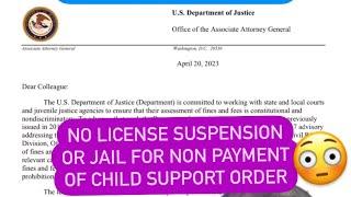 No License Suspension or Jail for Non Payment of Child Support fees