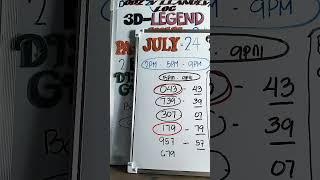 JULY 24, 2024 3D LOTTO 2PM DRAW