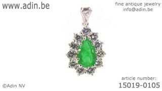 Estate diamond and emerald pendant. (Adin reference: 15019-0105)