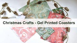 Christmas Crafting - Gel Print Fabric Coasters! #gelprinting #fabricprinting #christmascrafts