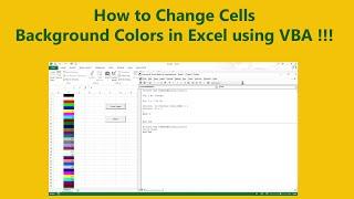 How to Change Cells Background Colors in Excel using VBA !!!