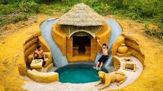 Build Modern Underground House With Water Slide To Underground Swimming Pool