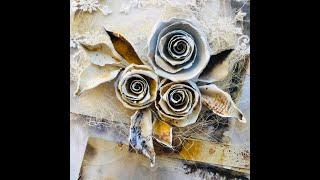 Paper Roses for Mixed Media Craft O'Clock- tutorial