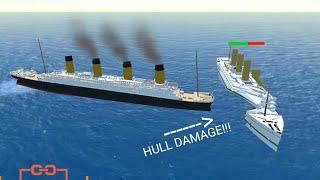 TITANIC BRITANNIC DAMAGE COLLISION!!! HULL DEFORMATION DAMAGE PART 2!!! - Ocean liner Simulator