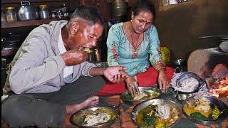 Traditional Nepali Feast: Dhido, Mutton Curry, and Nettle (Sisno) Delights