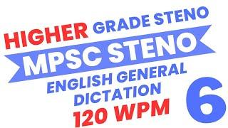 MPSC STENO || English General Dictation 120 WPM || #englishdictation100wpm #100wpm_dictation