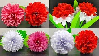 4 Easy Beautiful Paper Flower Making Videos | Simple DIY Paper Flower | Home Decoration