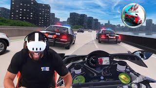 RUNNING FROM COPS ON A MOTORCYCLE IN VR!!! | Assetto Corsa