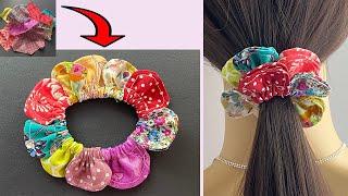 How to Make Flower Scrunchies out of Fabric Scraps | How to make a Scrunchy | Scrunchies de flores